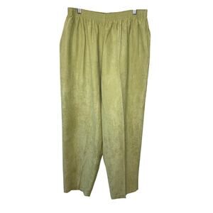 VTG Maggie Sweet Retro Grandma Core Faux Suede Lime Green Elastic Waist Pants 1X